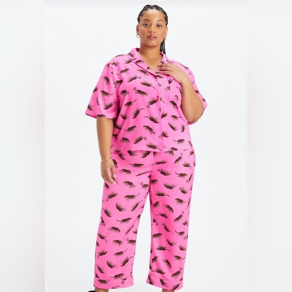 Fabletics Other - FABLETICS “Wild Hearts” Sleep Button Down + Pants Hot Pink Leopard 💖2pc SET💖